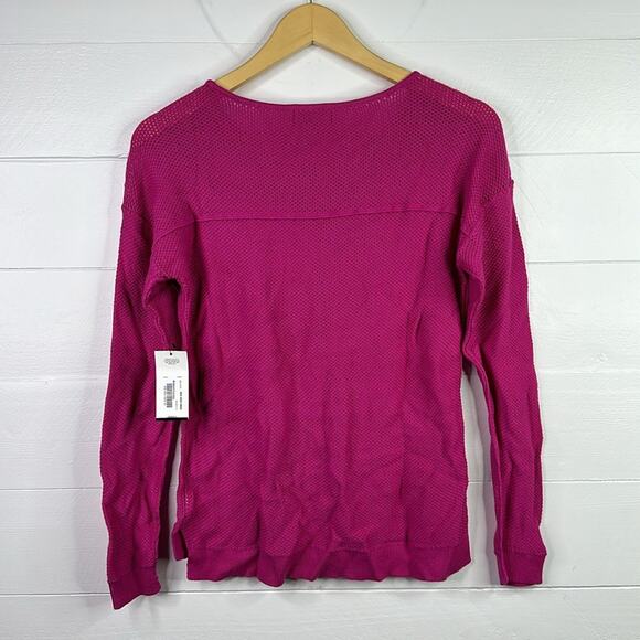 ANA Pink Fuchsia Scoop Neck Long Sleeve Knit Sweater Sweatshirt Top Size Small - Picture 2 of 13